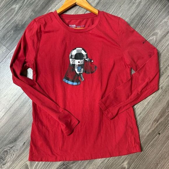 Columbia sportswear company medium kids hunting dog red long-sleeve shirt - Picture 1 of 3